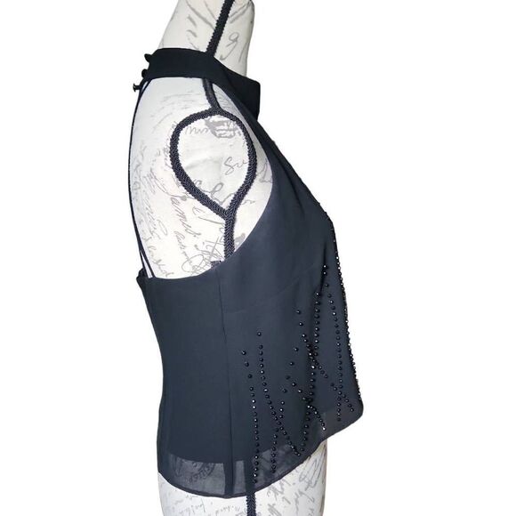 J.R. Nites by Caliendo Ladies Black Strappy Beaded Halter Top - Size 10 - Picture 2 of 8